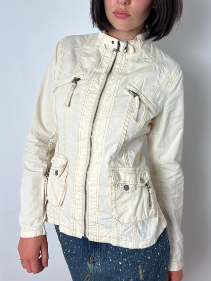 Vintage zip up biker jacket, M