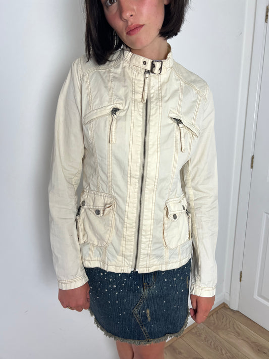 Vintage zip up biker jacket, M