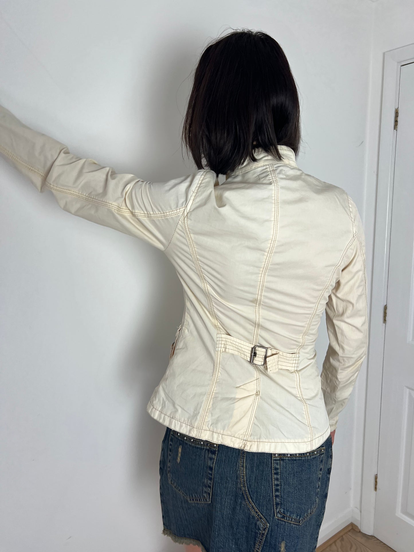 Vintage zip up biker jacket, M