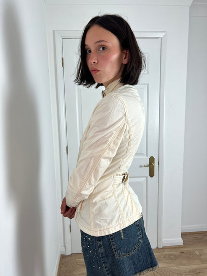 Vintage zip up biker jacket, M