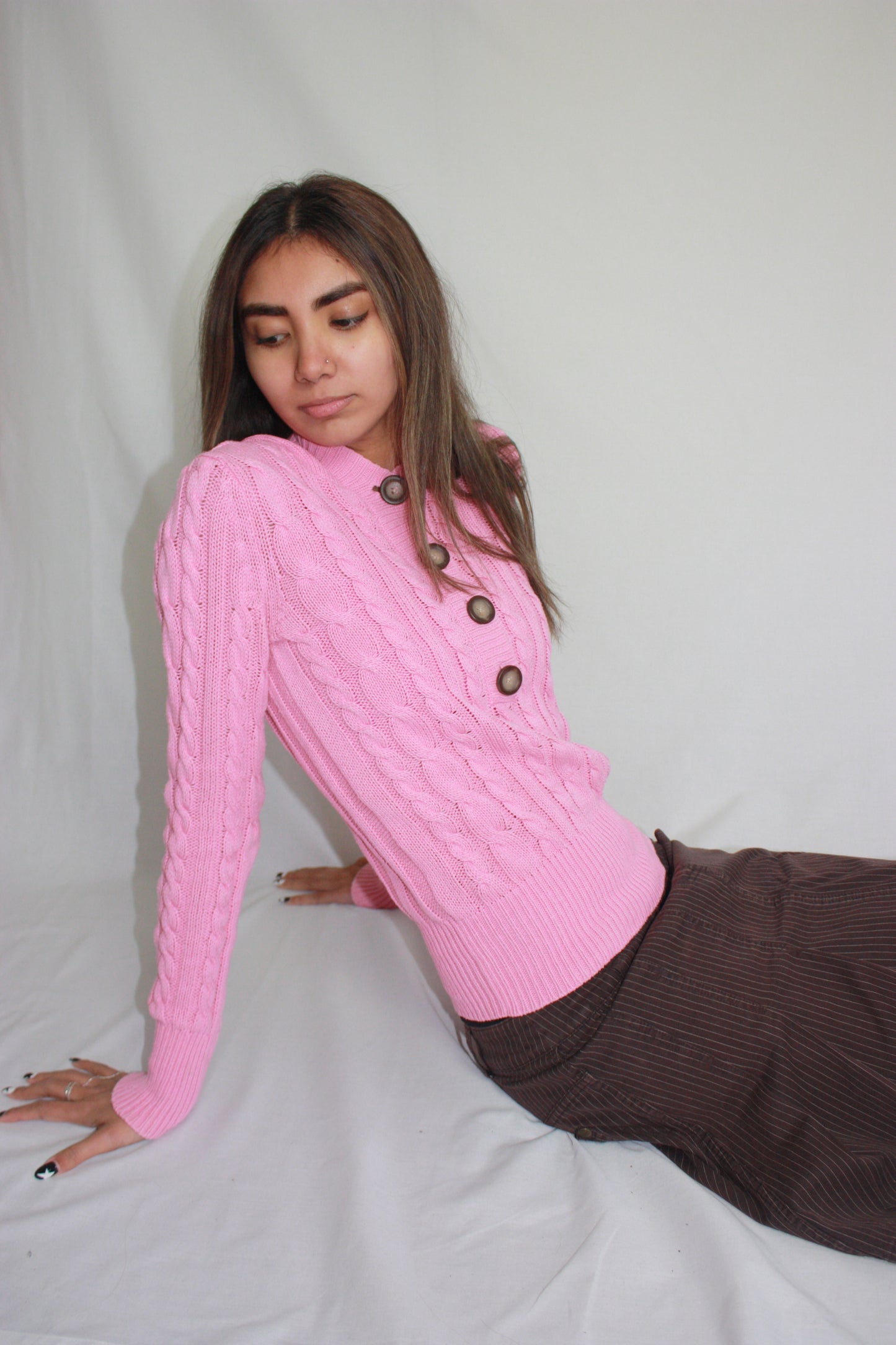 pink hooded jumper, S