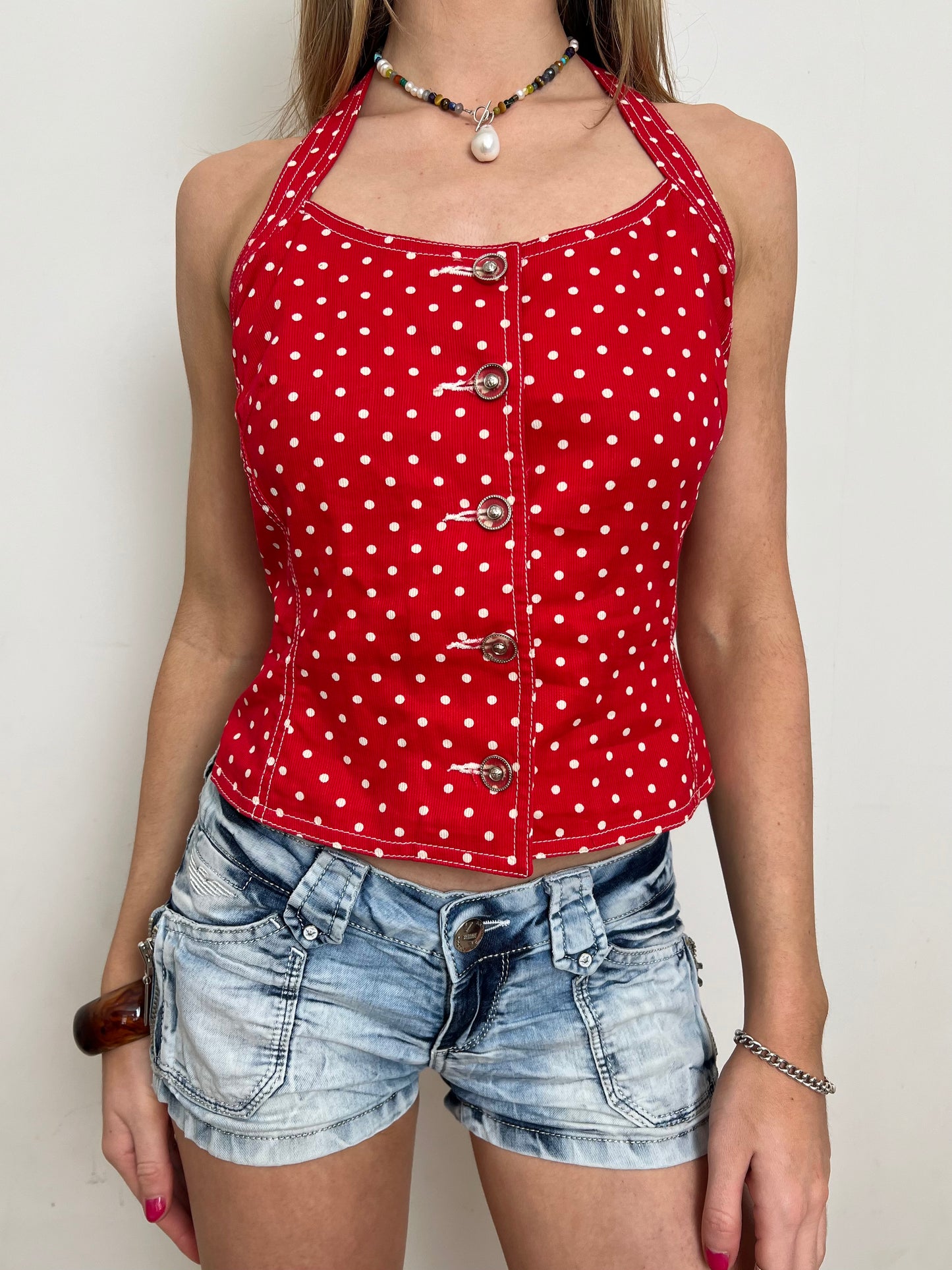 polka dot top, M