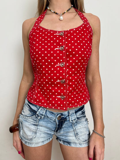 polka dot top, M