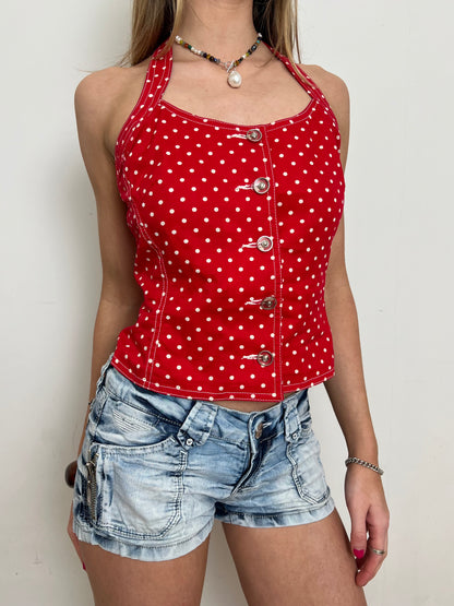 polka dot top, M