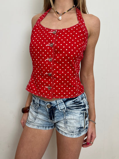 polka dot top, M