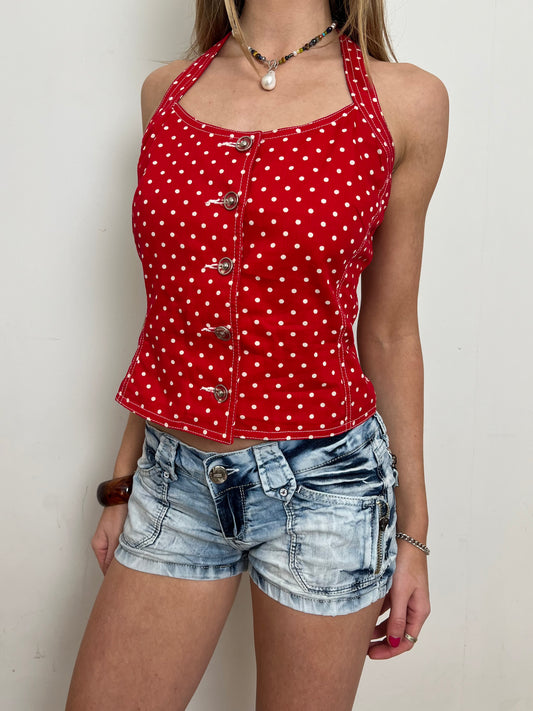 polka dot top, M