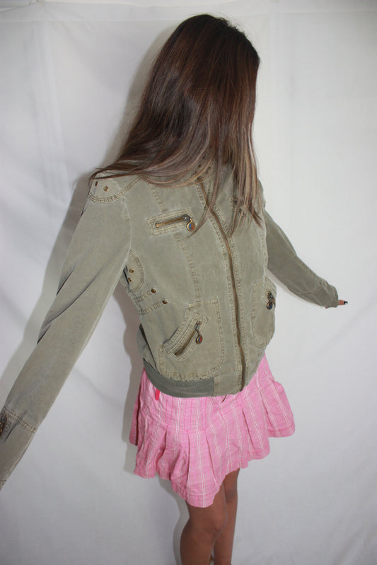 pink plaid skirt, M