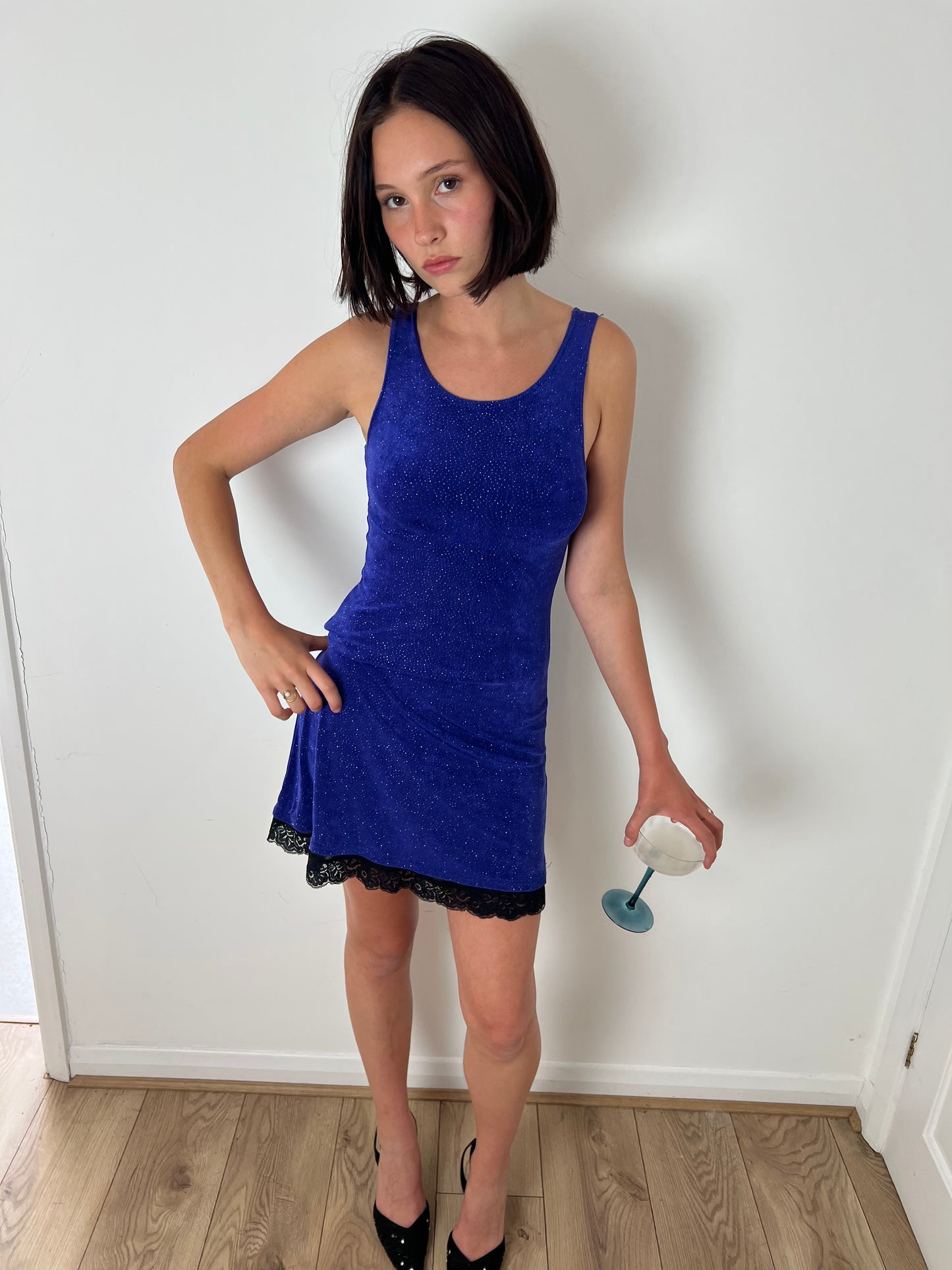 BAY lace trim mini dress, S