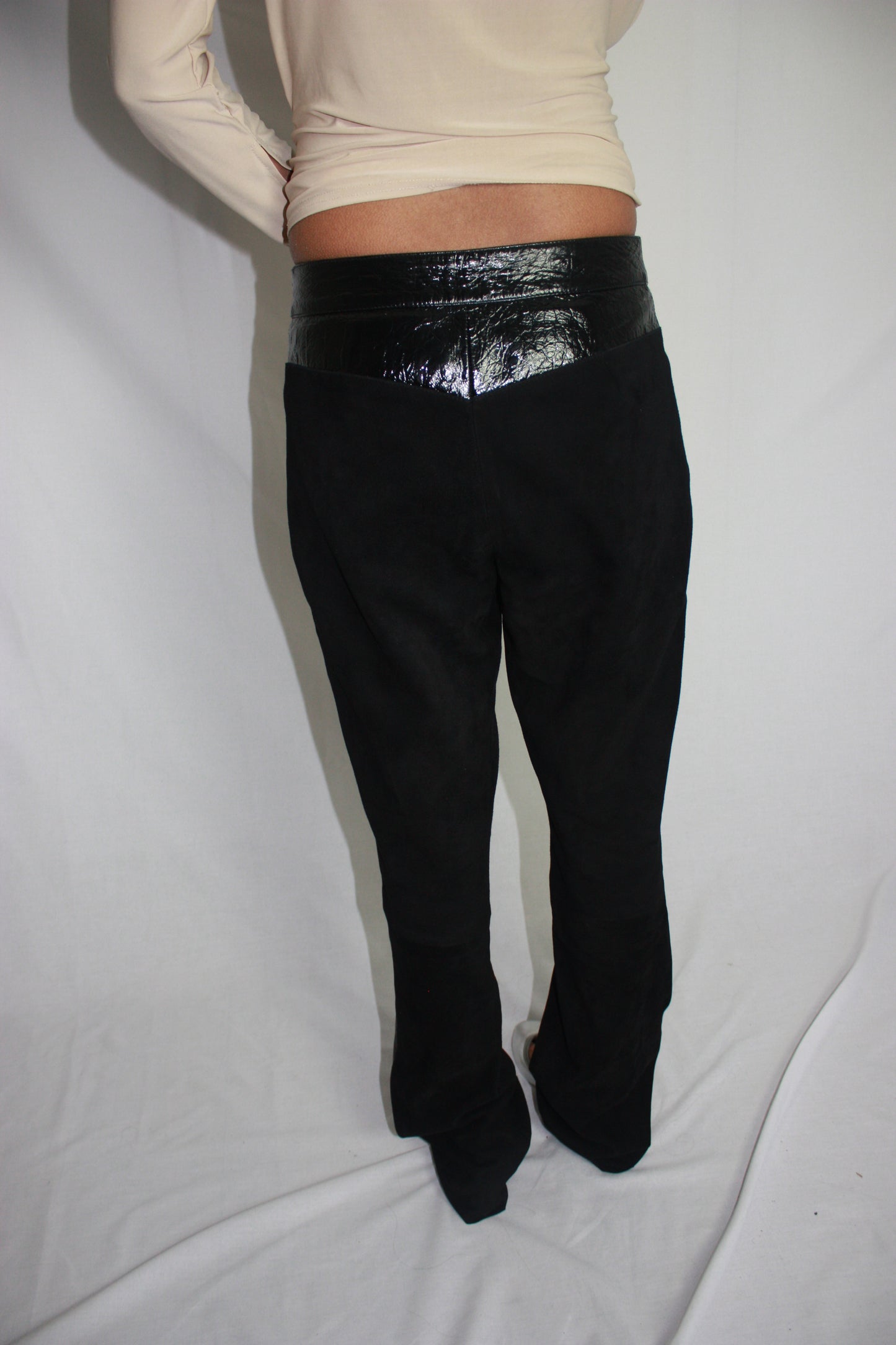 black suede trousers, M