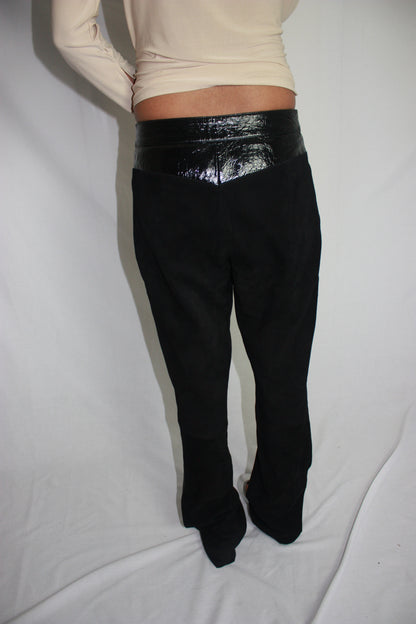 black suede trousers, M