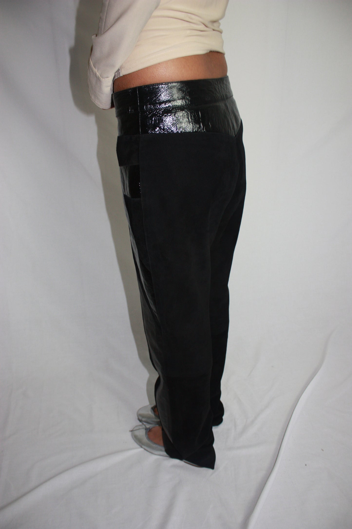 black suede trousers, M