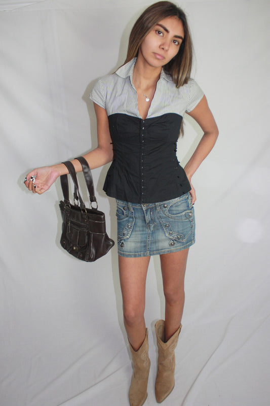 denim mini skirt, XS