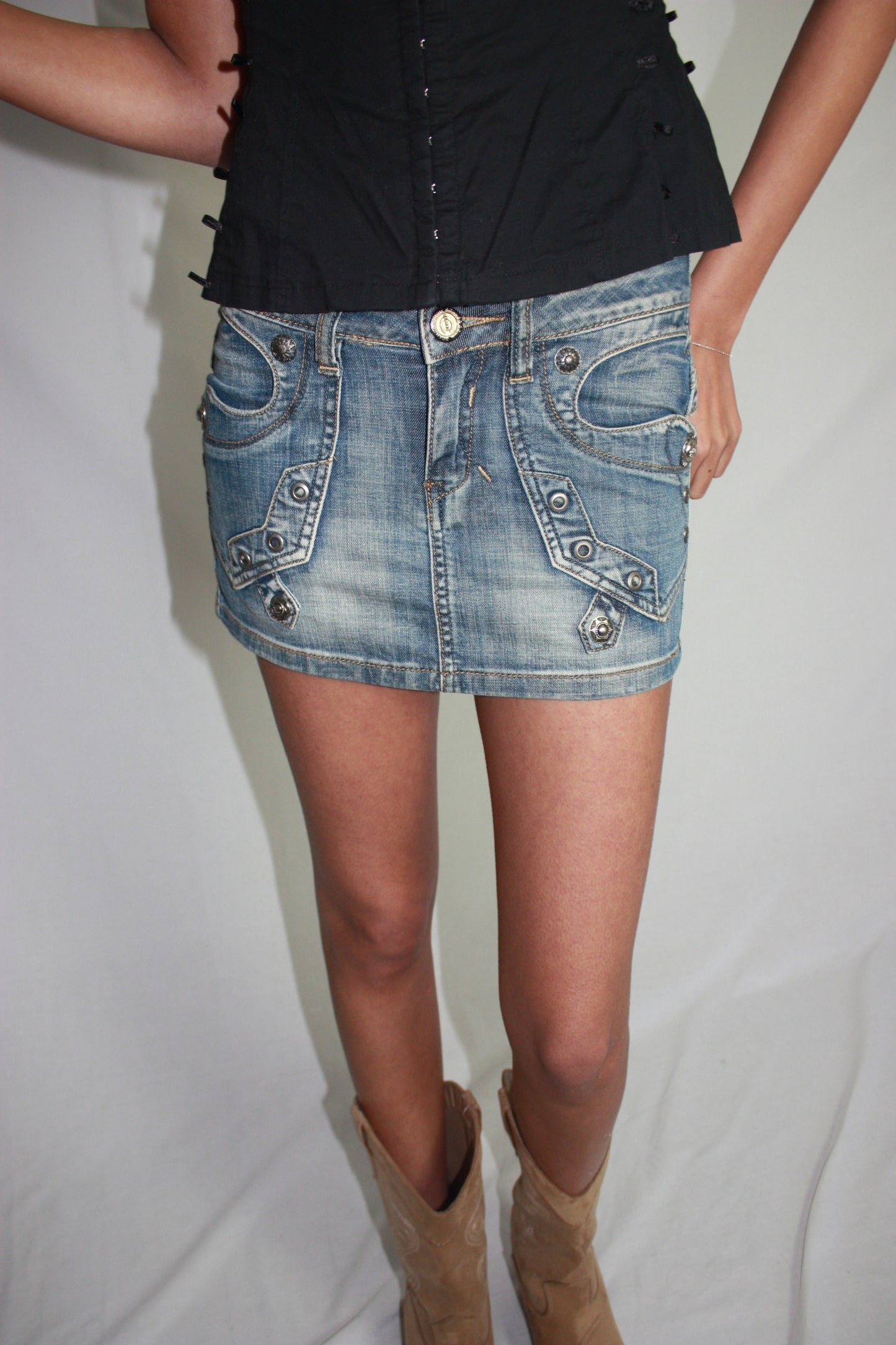 denim mini skirt, XS