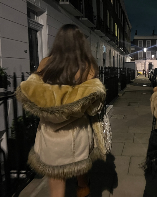 'Tammy' hooded faux fur afghan coat