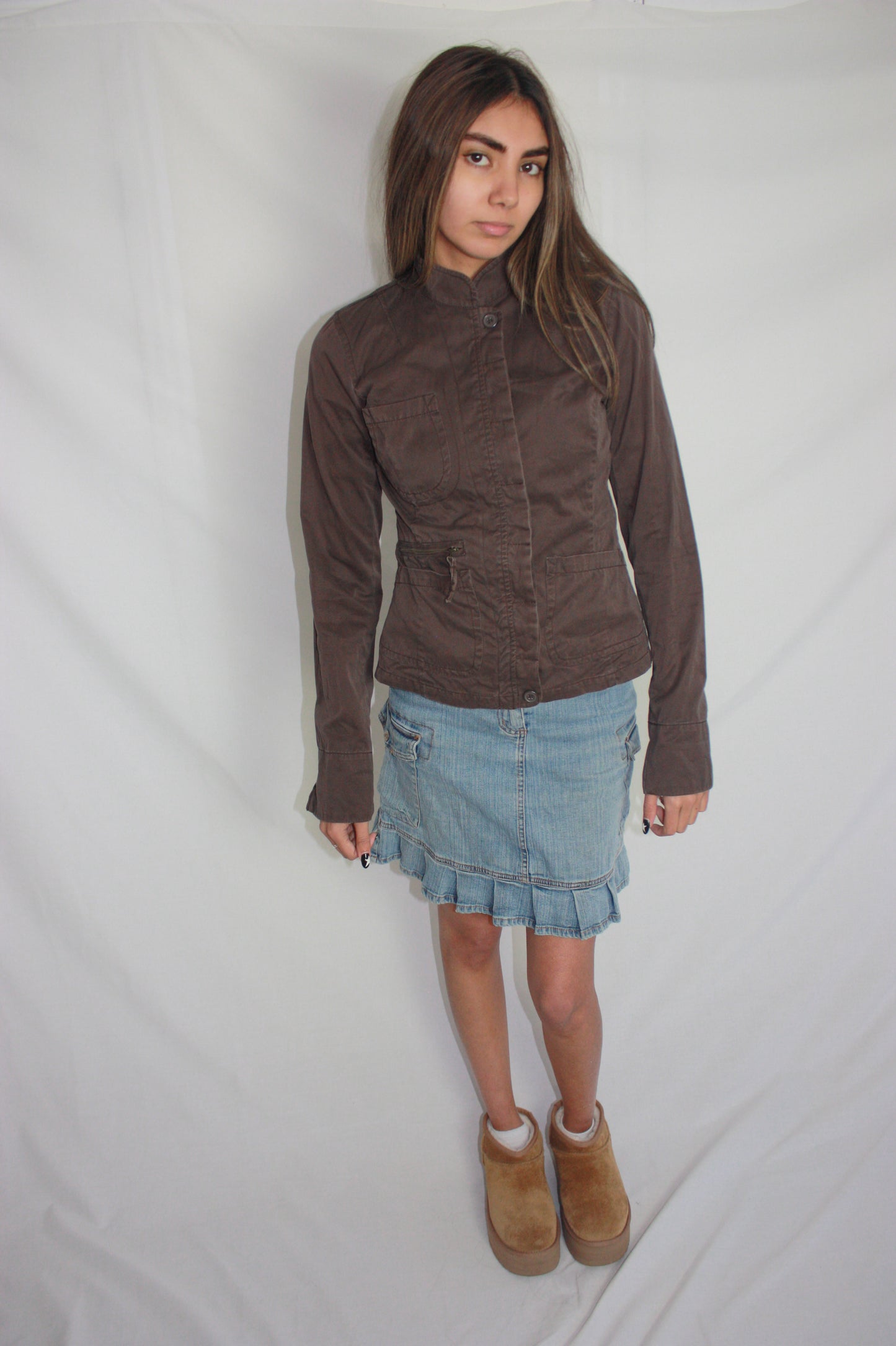 brown utility jacket, S