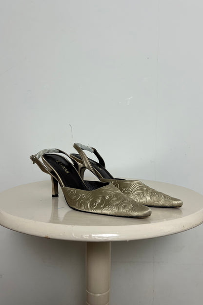 vintage gold kitten heels