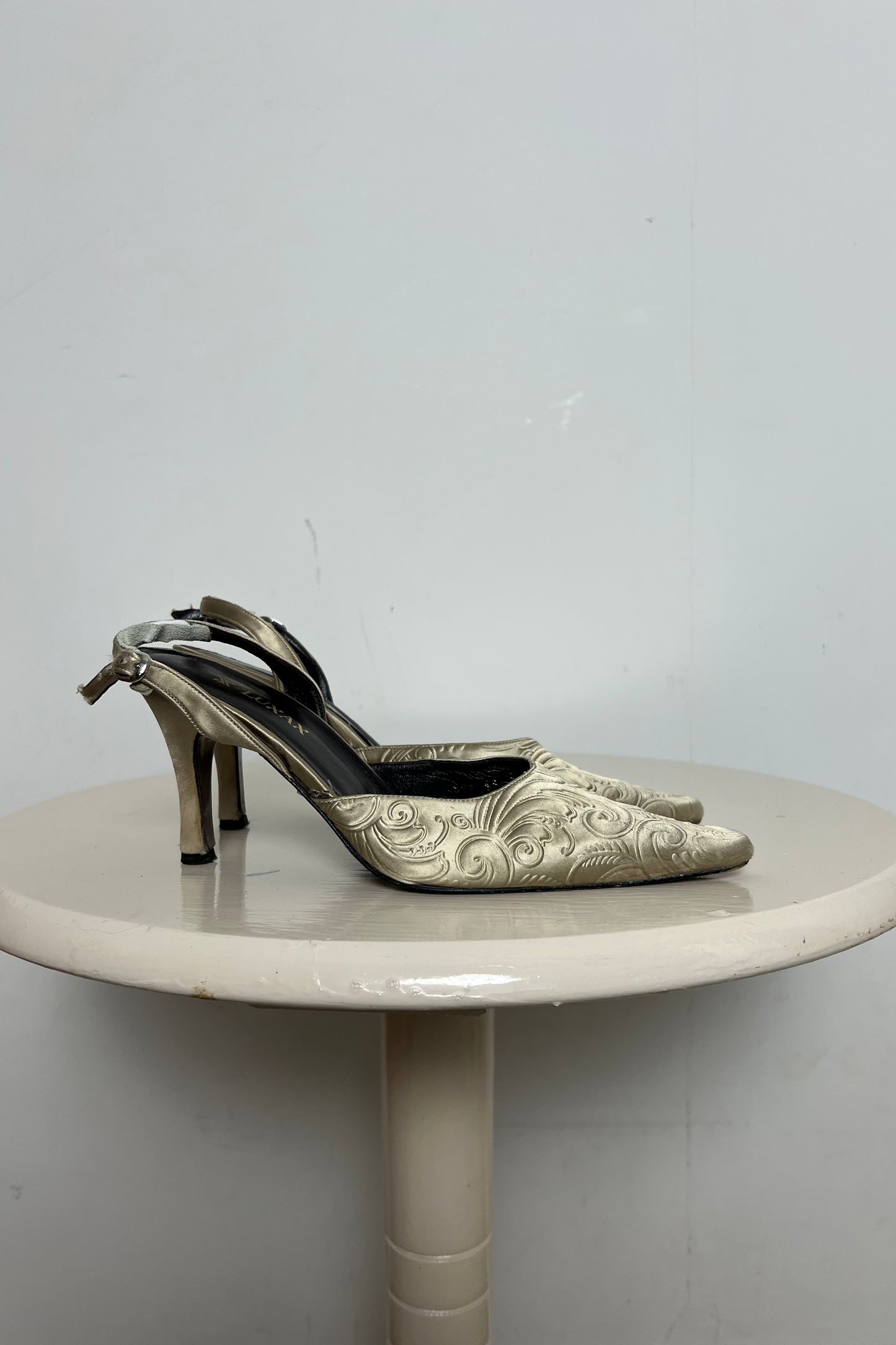 vintage gold kitten heels