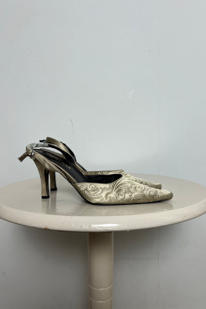 vintage gold kitten heels