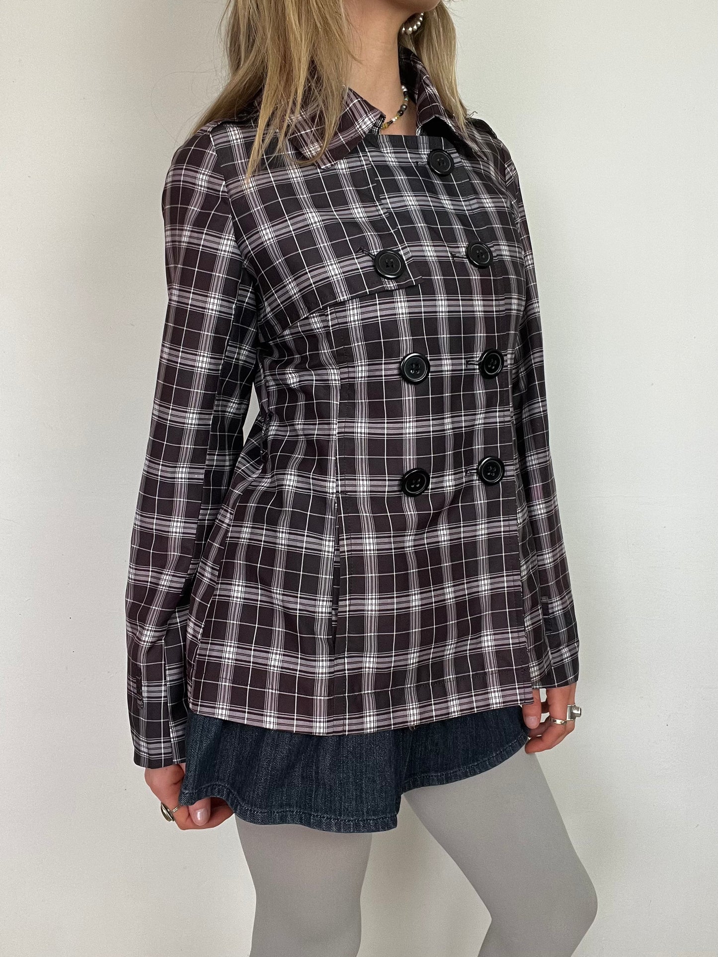 e-vie plaid peacoat, M