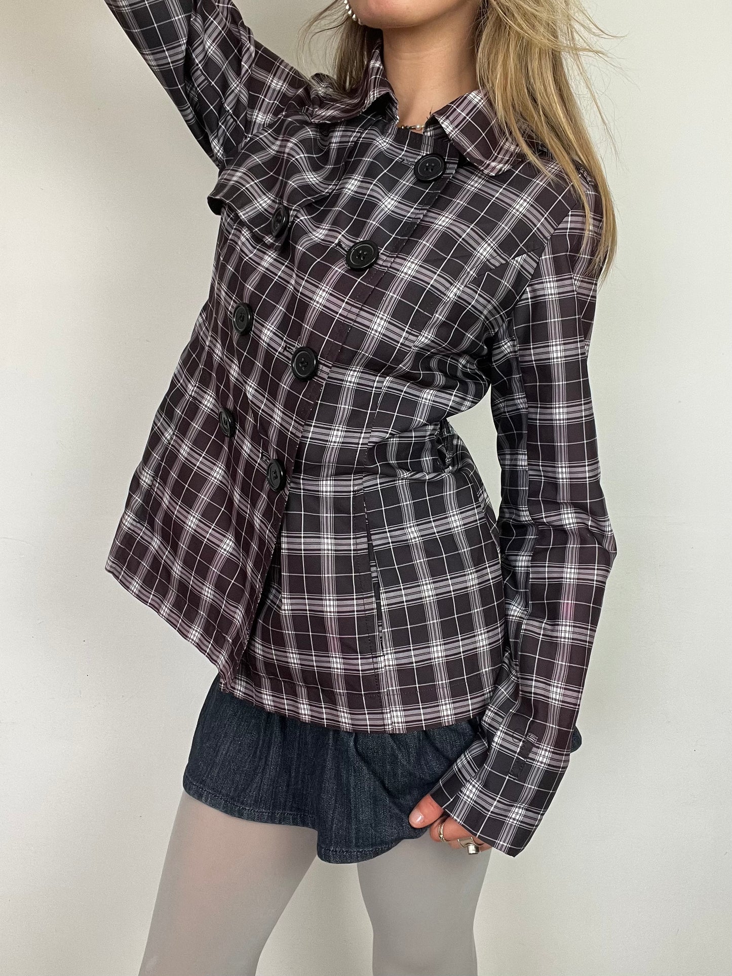 e-vie plaid peacoat, M