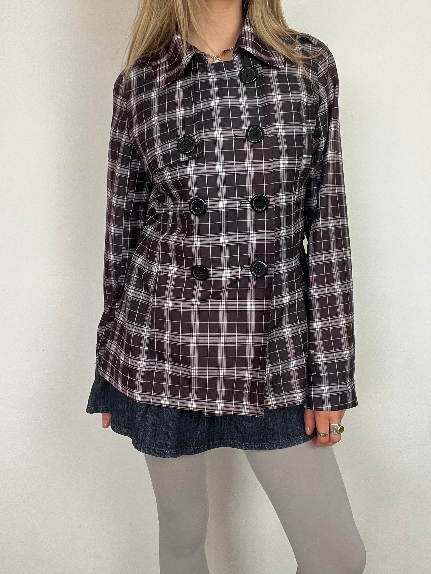 e-vie plaid peacoat, M