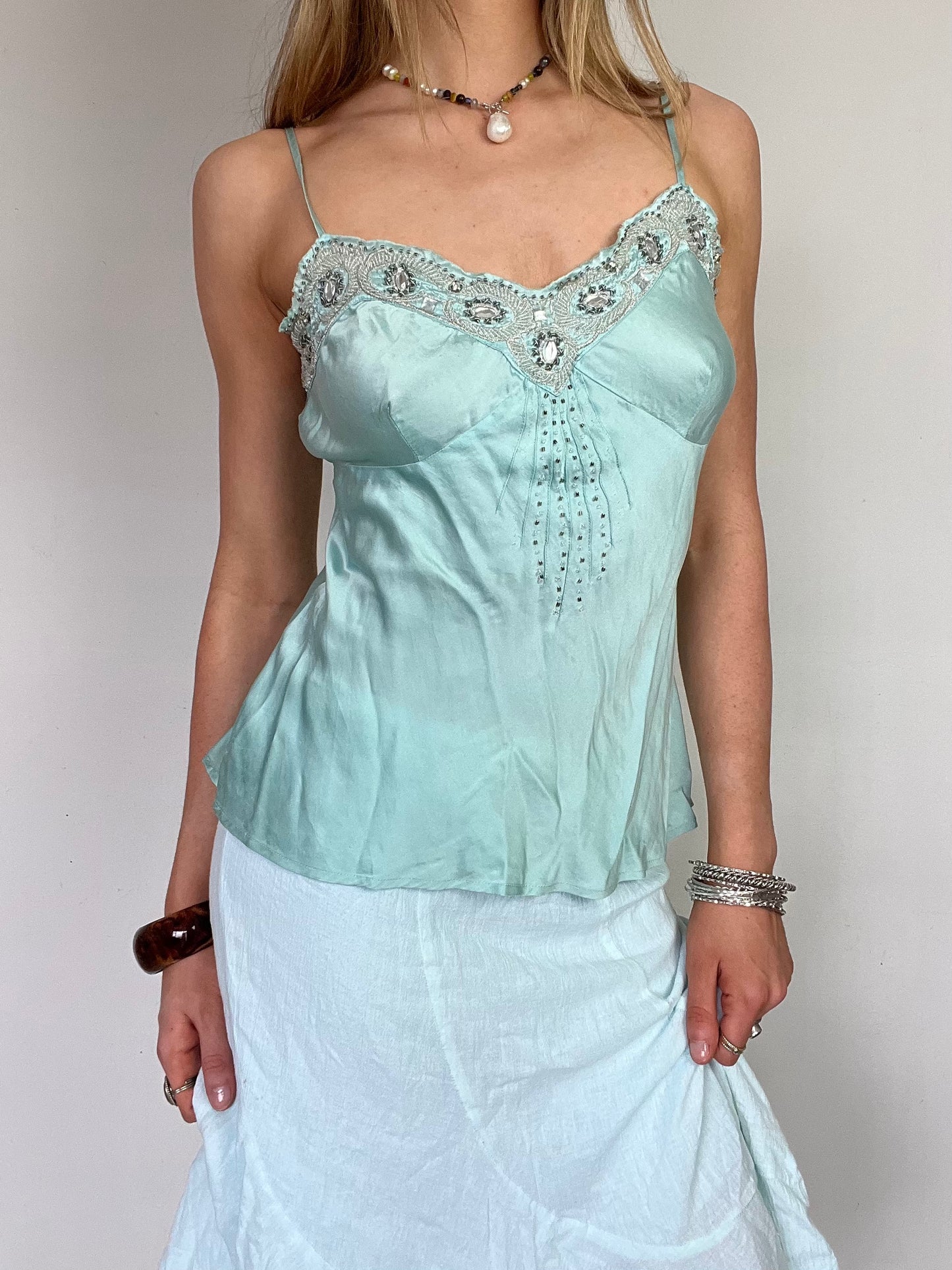 silk sequin cami, M
