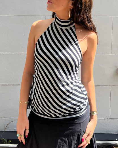 Silver and black high neck top