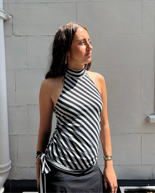 Silver and black high neck top