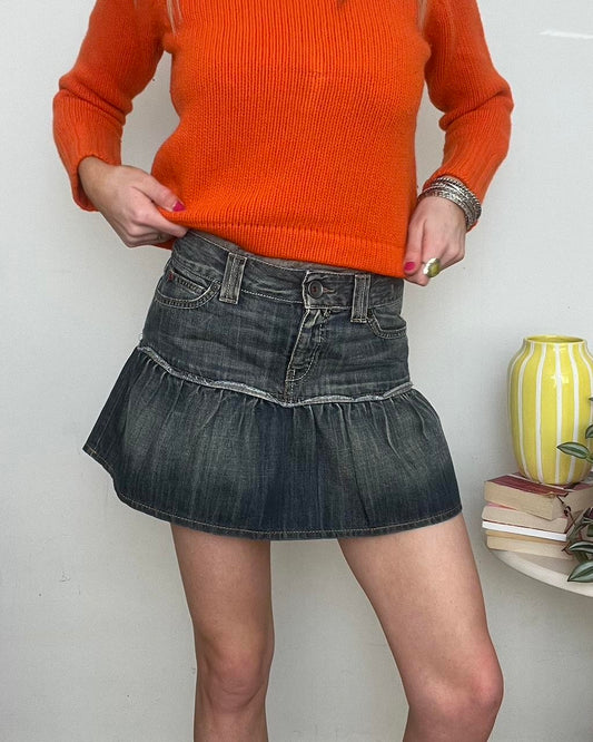 United colors of Benetton denim ruffle mini skirt