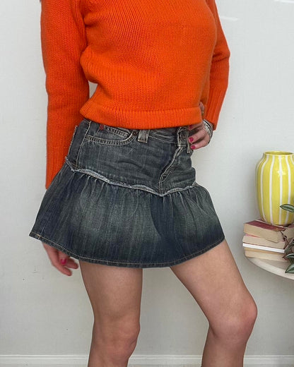 United colors of Benetton denim ruffle mini skirt