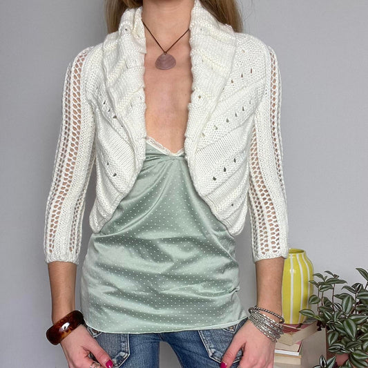vintage 00s cream crochet bolero