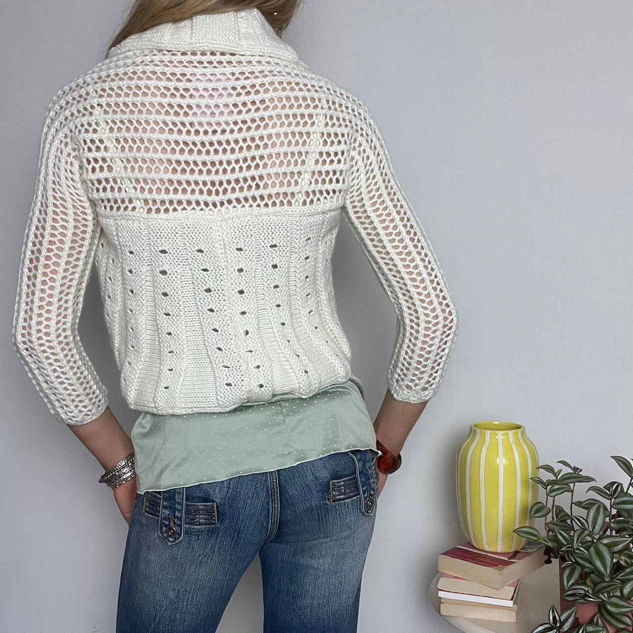 vintage 00s cream crochet bolero