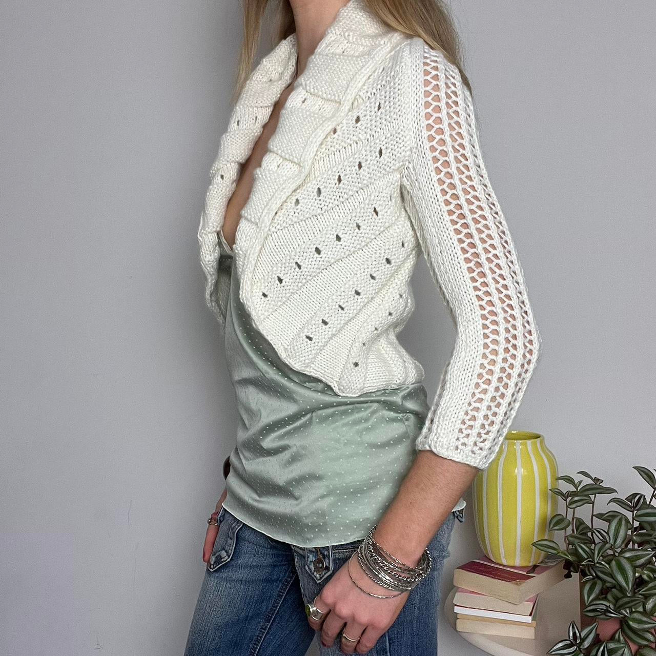 vintage 00s cream crochet bolero