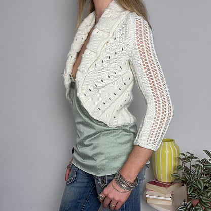 vintage 00s cream crochet bolero