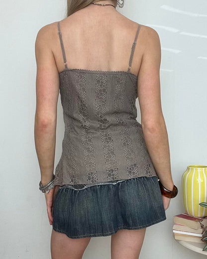 brown lace cami top