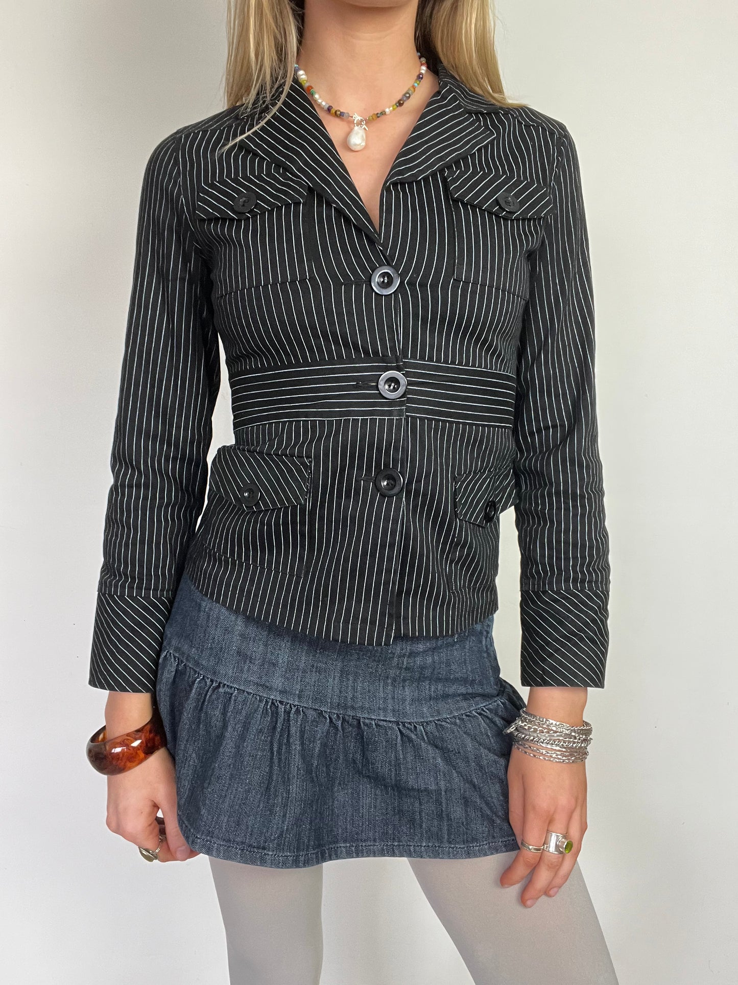 striped blazer, M