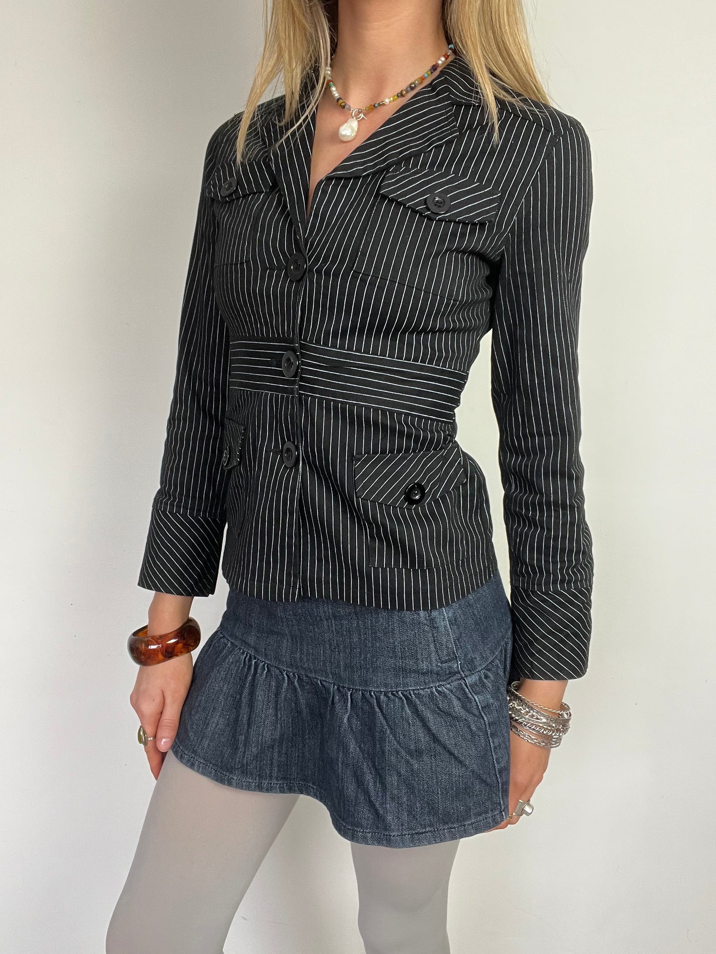 striped blazer, M
