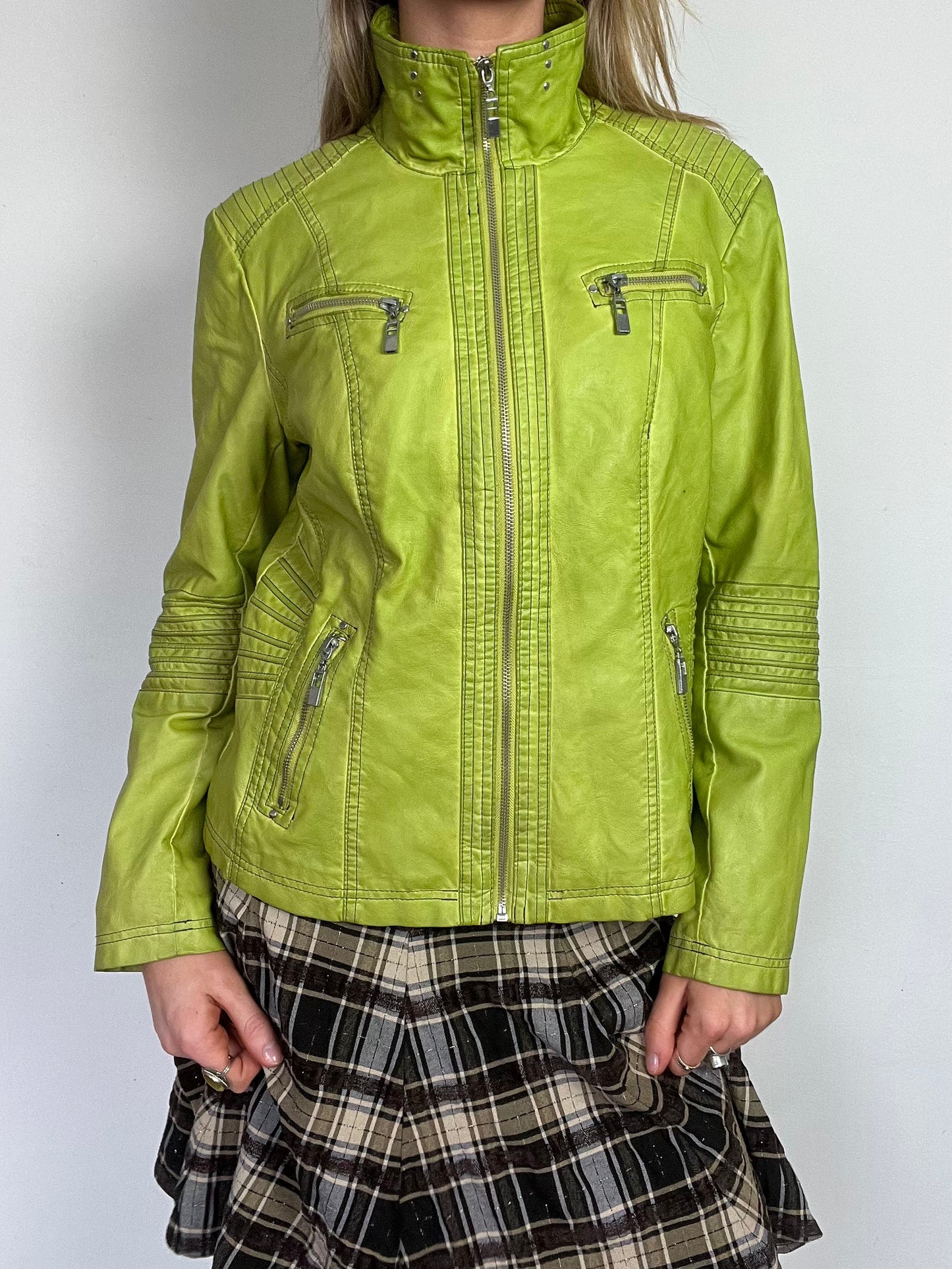 green leather jacket, M/L