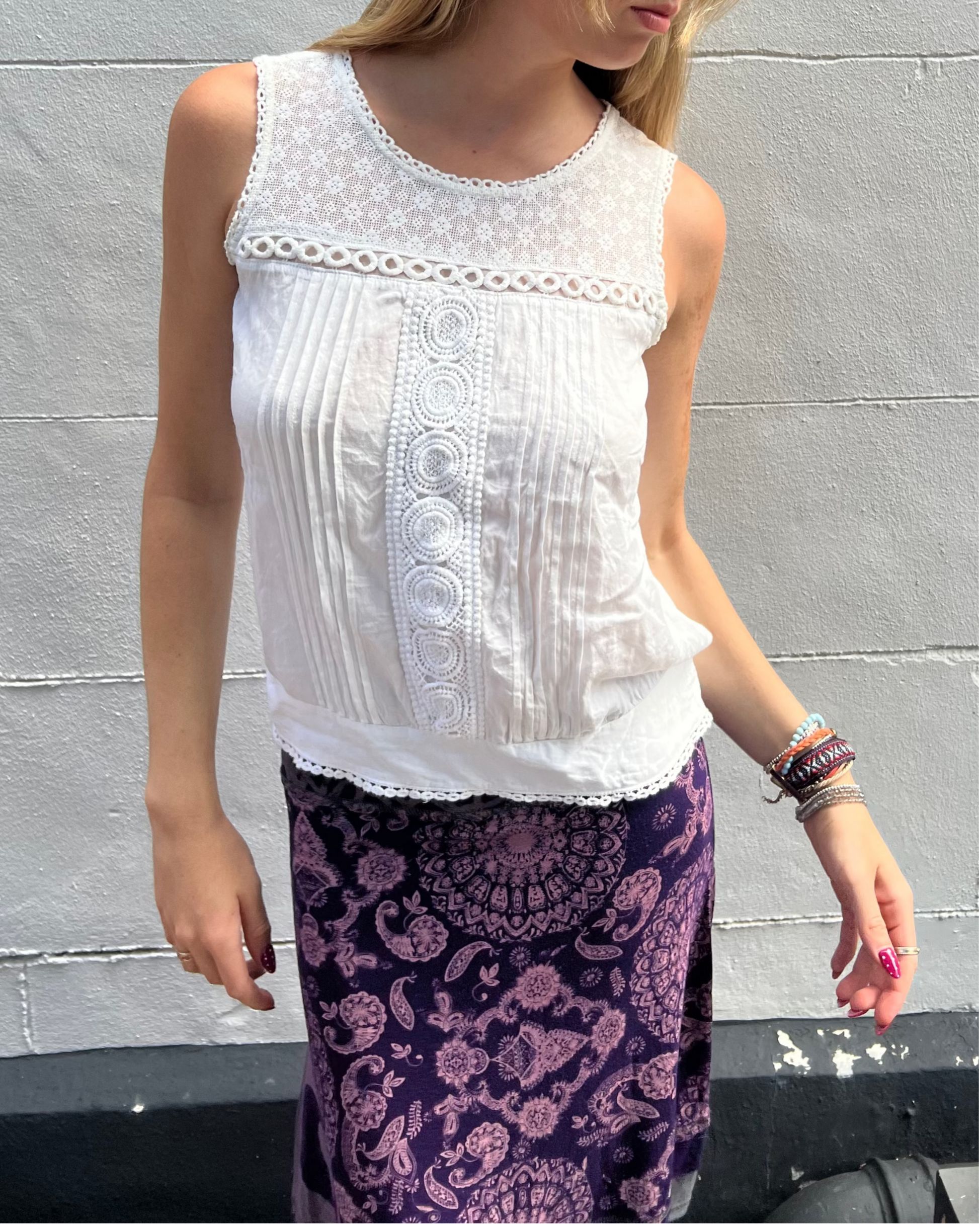 Lace trim tank top