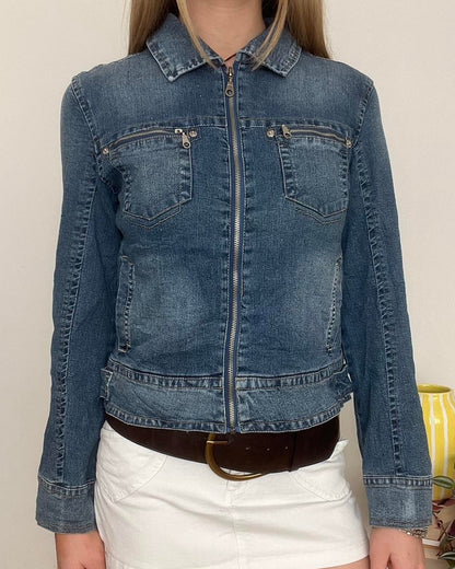 vintage 00s blue denim zip up jacket