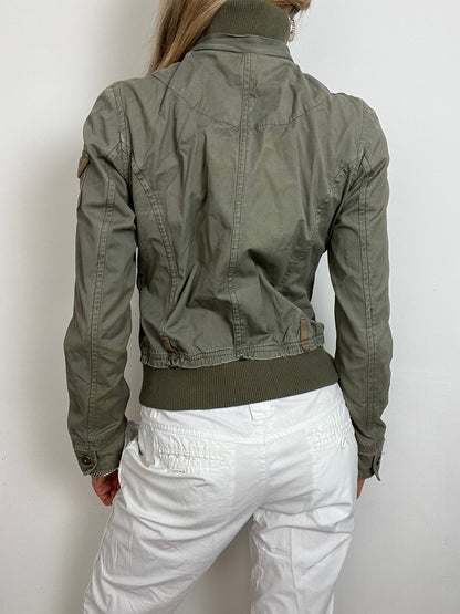 khaki zip up jacket, M