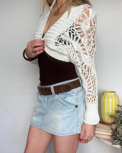 light wash denim mini skirt