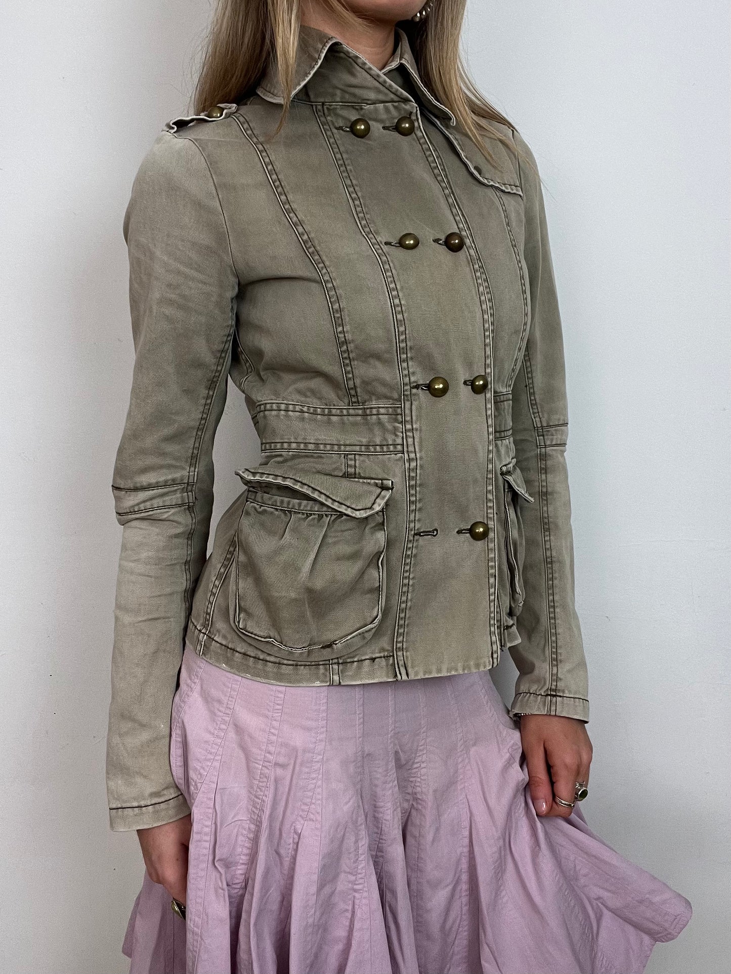 khaki military jacket, S/M