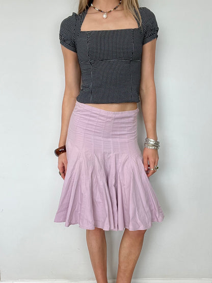 pink pleated midi skirt, XS/S