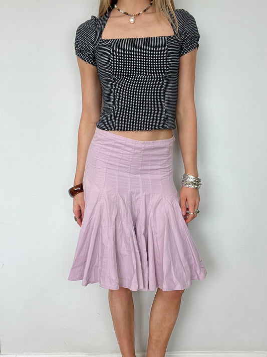 pink pleated midi skirt, XS/S