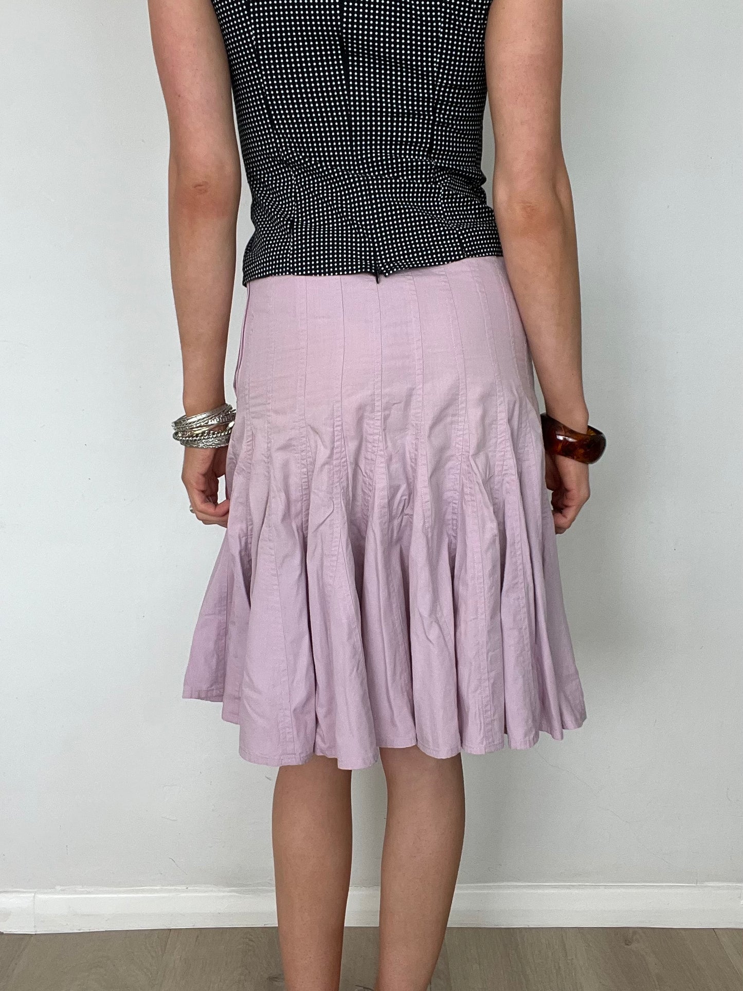 pink pleated midi skirt, XS/S