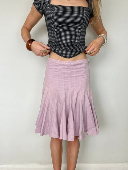 pink pleated midi skirt, XS/S