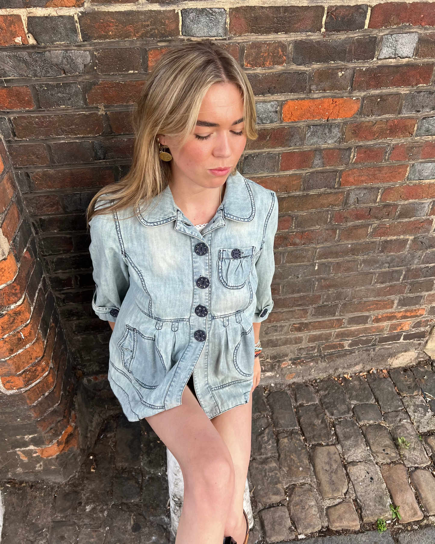 Denim swing jacket