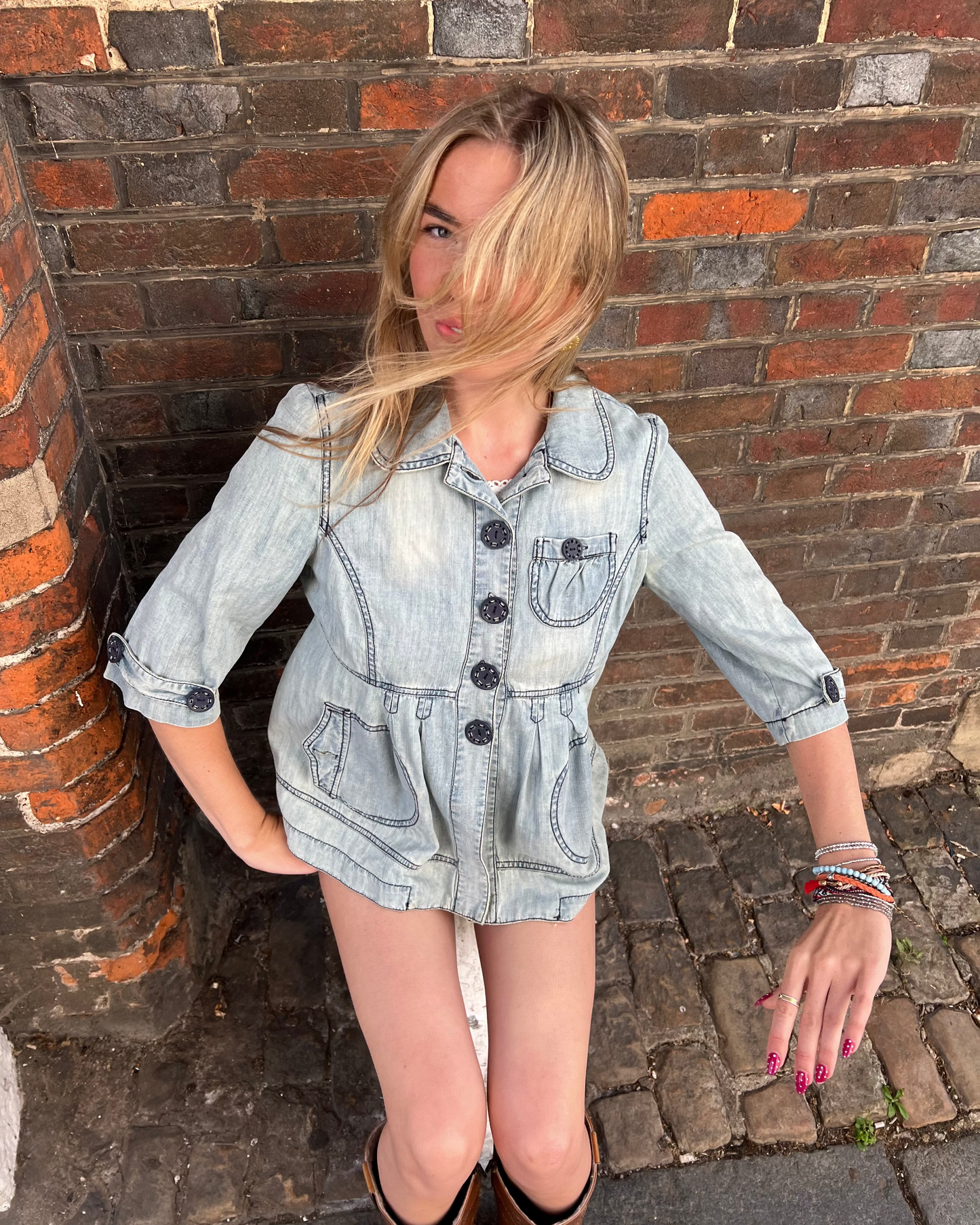 Denim swing jacket