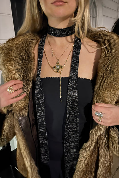 black & silver skinny scarf